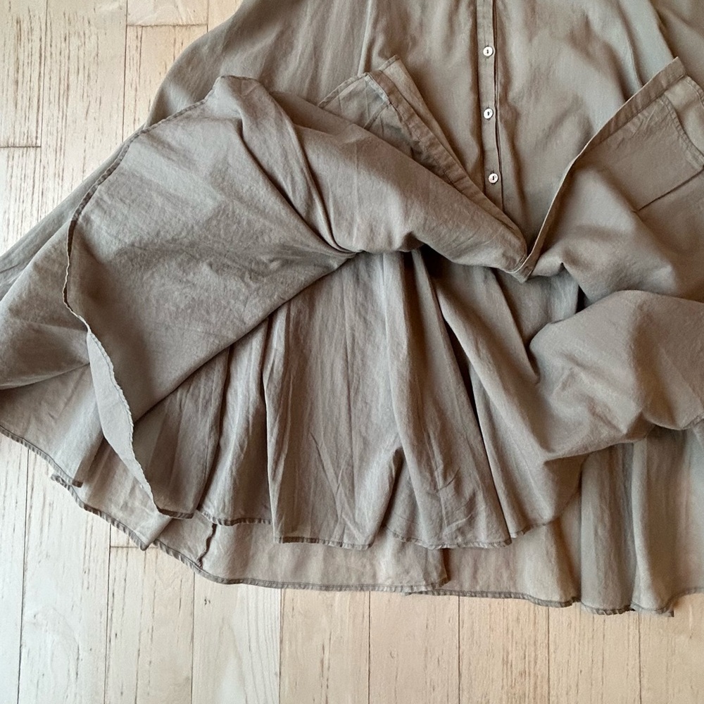 Margaret O’Leary 100% Cotton Button Down Smocked Midi Dress in Beige Size Small - Picture 11 of 16